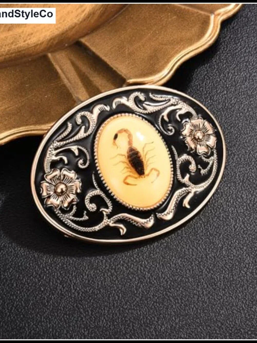 Zinc Alloy Scorpion Floral Western Belt Buckle for Women Men - Halloween